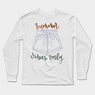 Summer Vibes Only with Watercolor Paperbag Denim Shorts Long Sleeve T-Shirt